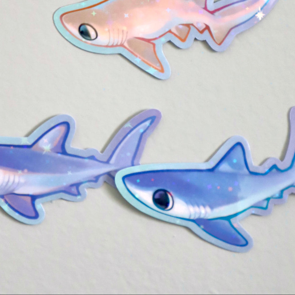 Blue Shark Sticker (Holographic)