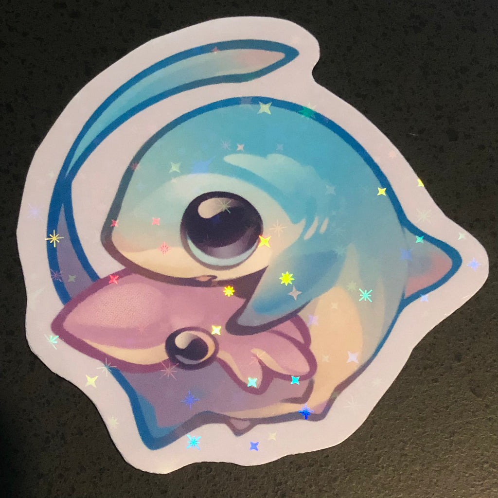 Thresher Shark with Squid Sticker (Holographic)