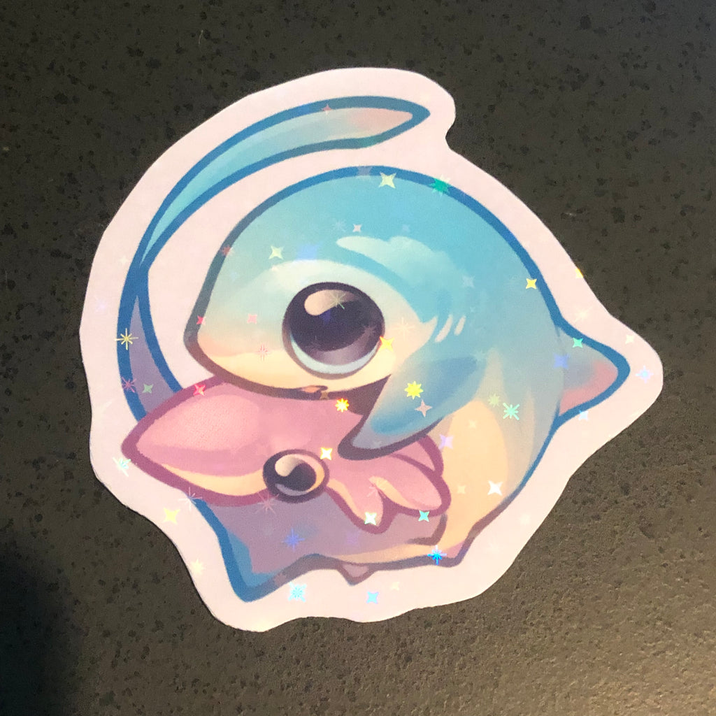Thresher Shark with Squid Sticker (Holographic)