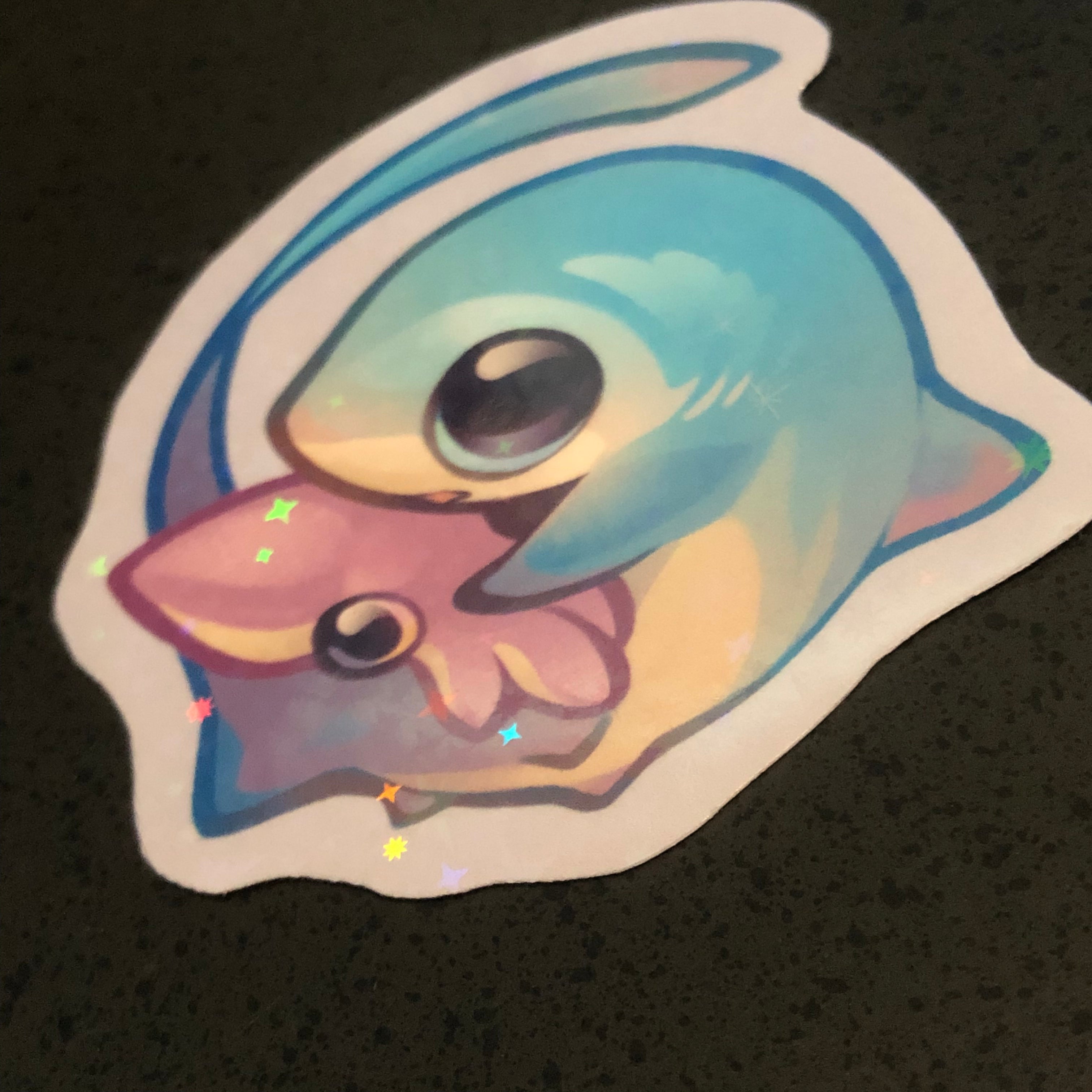 Thresher Shark with Squid Sticker (Holographic)