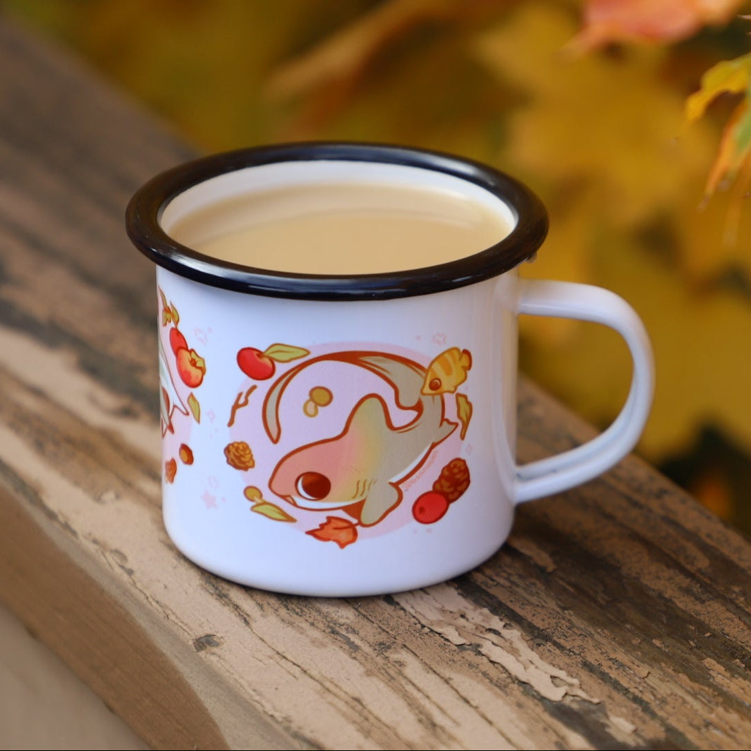 Apple Bobbing Sharks - Enamel Camp Cup 12oz