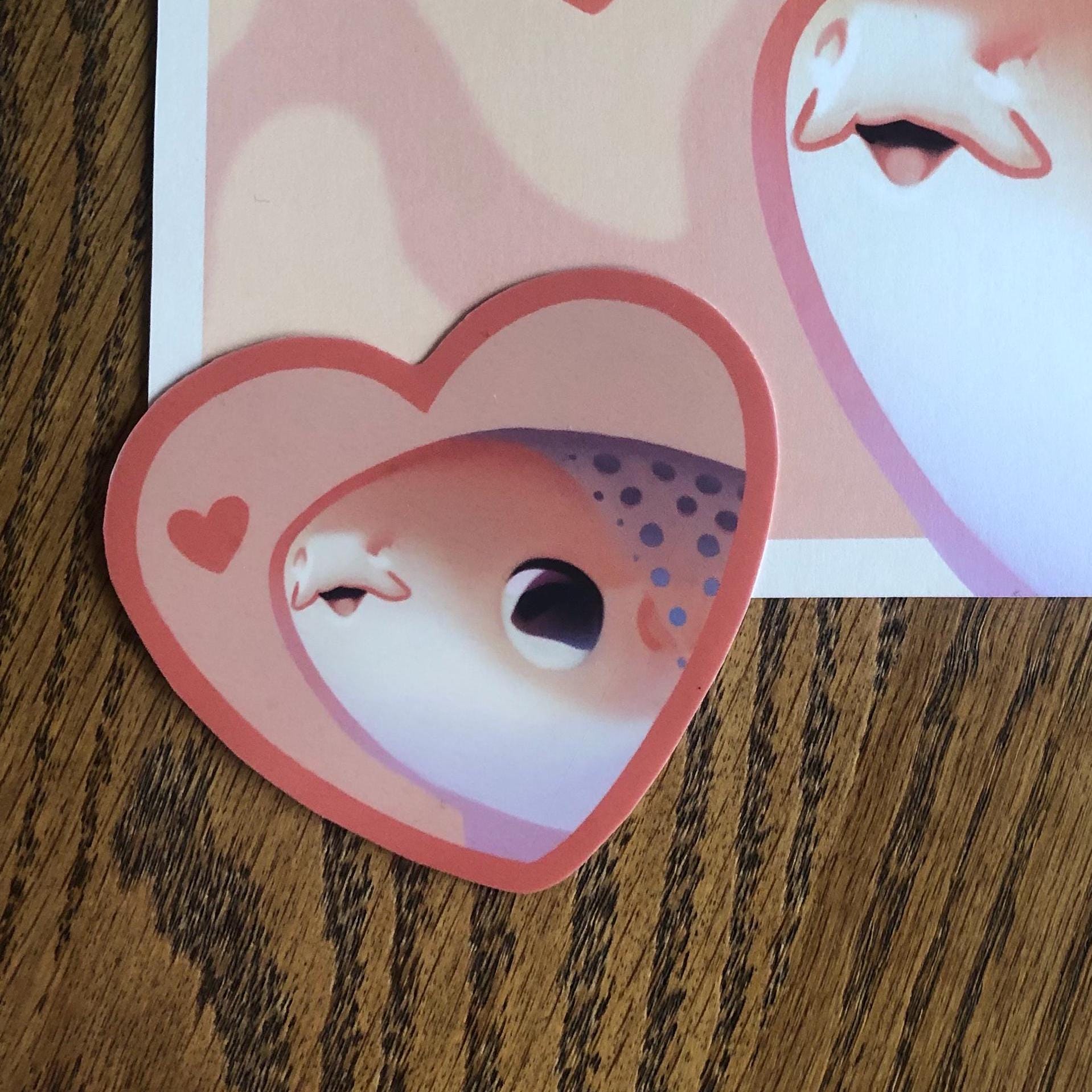 Valentines Zebra Shark Kiss Sticker (Glossy)
