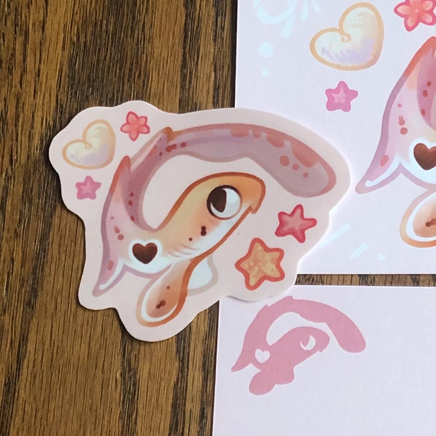 Valentines Epaulette Shark Sticker (Glossy)