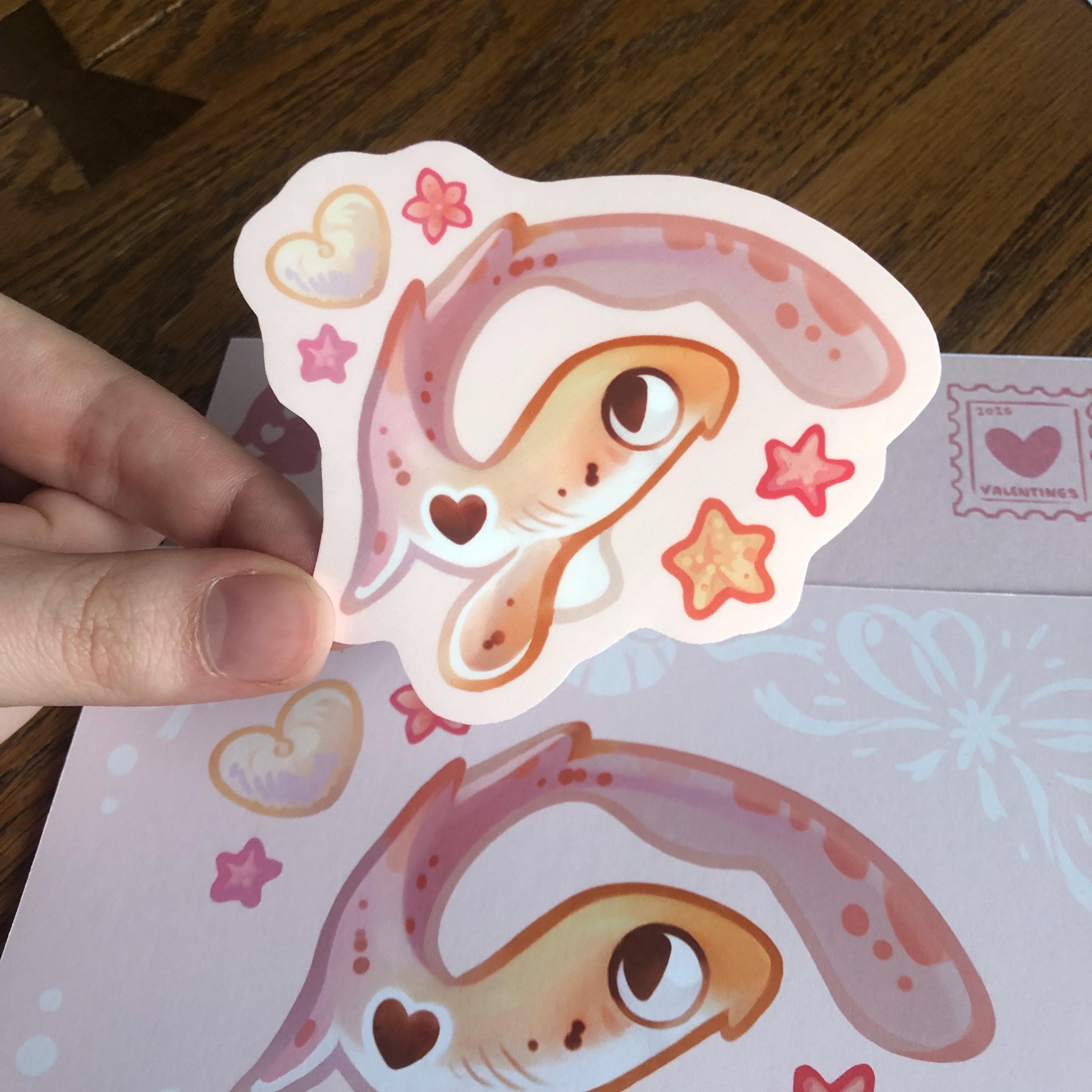 Valentines Epaulette Shark Sticker (Glossy)