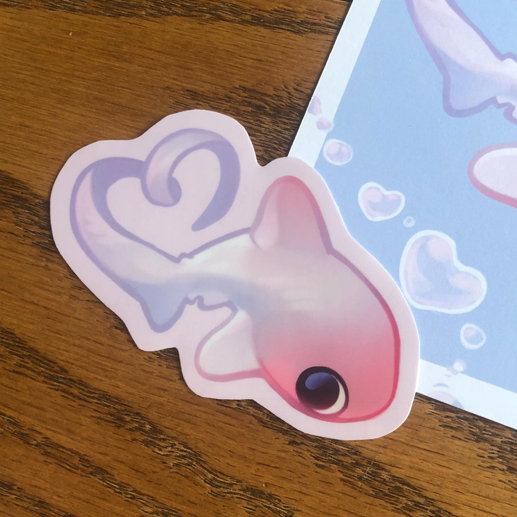 Valentines Thresher Shark Sticker (Glossy)