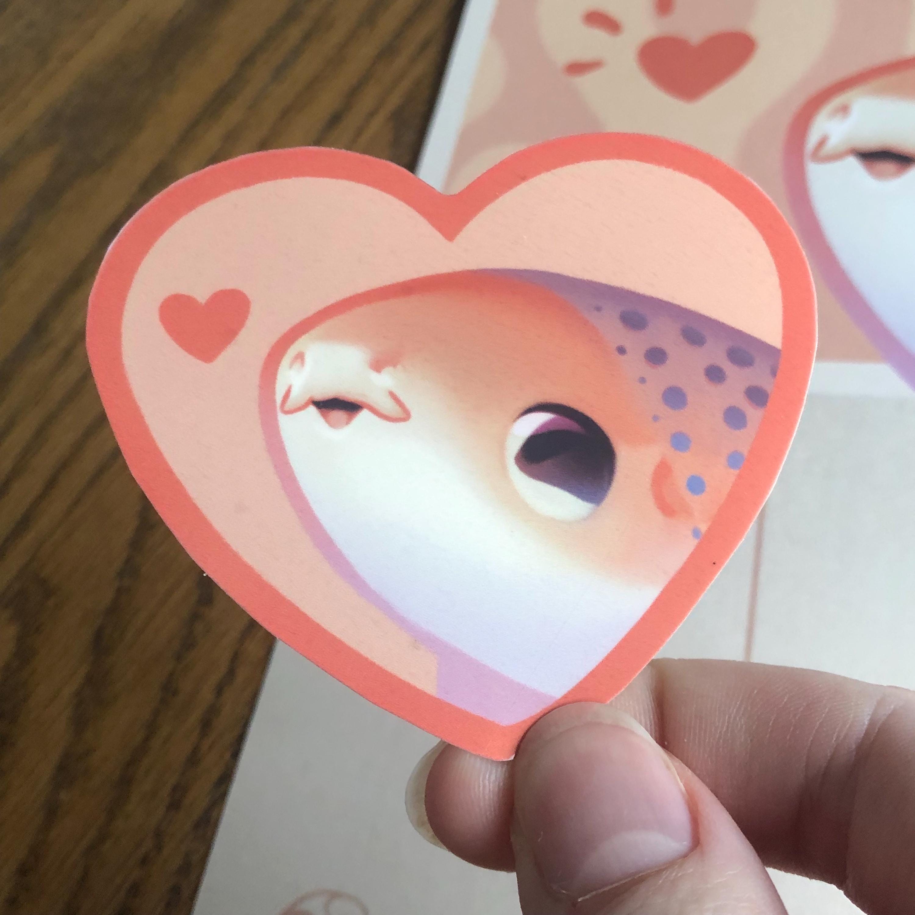 Valentines Zebra Shark Kiss Sticker (Glossy)