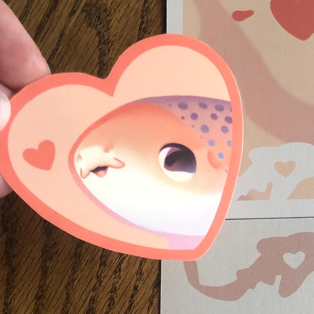 Valentines Zebra Shark Kiss Sticker (Glossy)